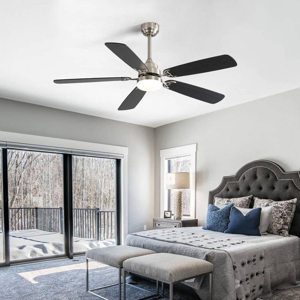 52 In. Indoor Nickel Downrod Mount Standard Ceiling Fan with Dimmable, Reversible DC Motor and Remote Control price history on PriceWatchPro