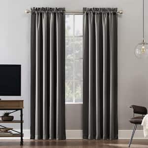 Alna Theater Grade Gray Polyester 52 in. W x 63 in. L Rod Pocket 100% Blackout Curtain (Single Panel)