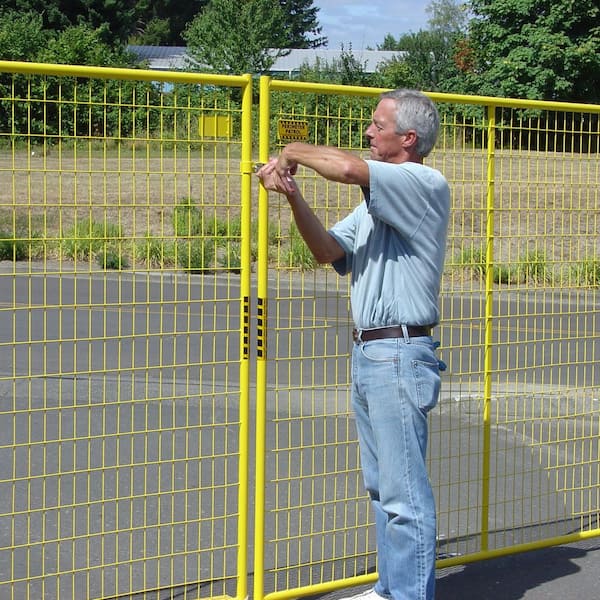 6 ft. x 29 ft. 4-Panel Yellow Powder-Coated Welded Wire Temporary Fencing