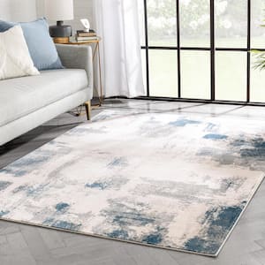 Barclay Kalia Modern Abstract Grey Blue 7 ft. 10 in. x 9 ft. 10 in. Area Rug