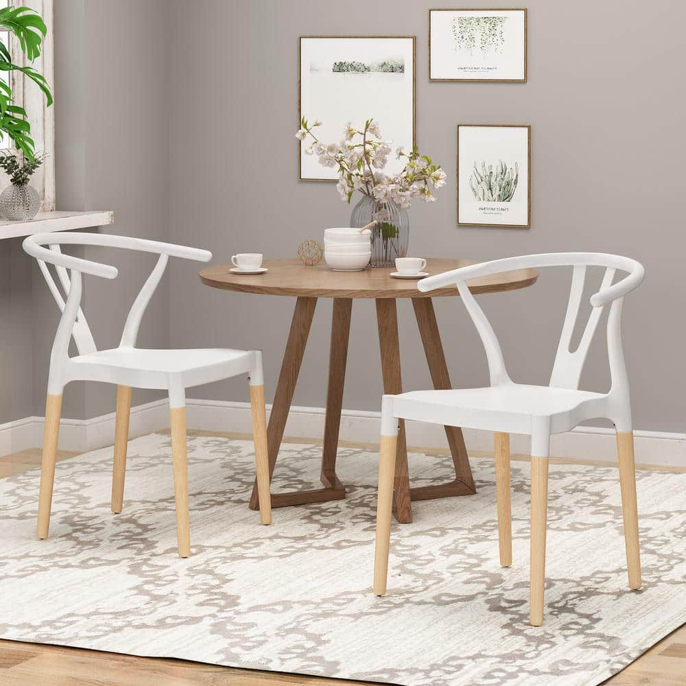 Mountfair White and Natural Wood Dining Chair (Set of 2) 65750