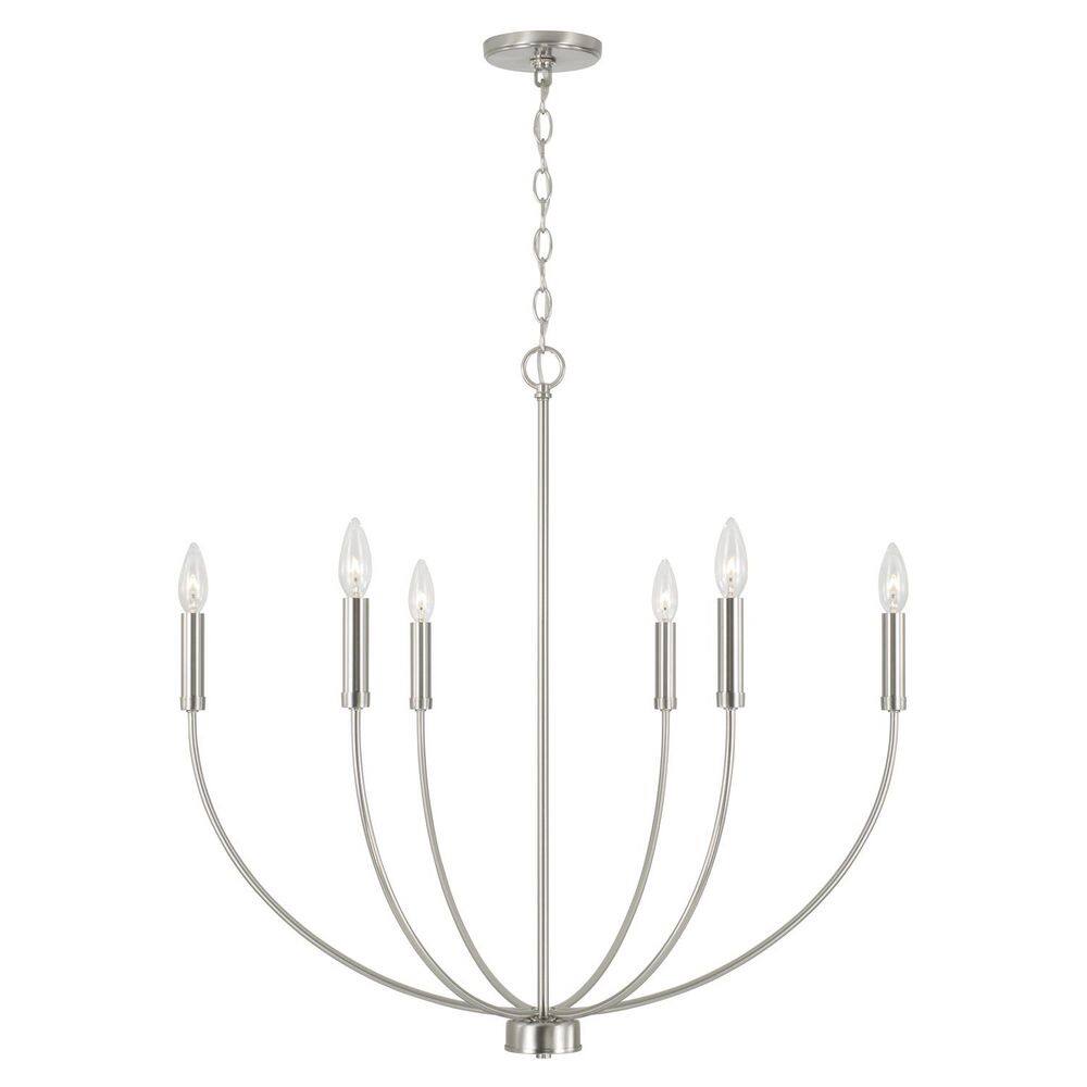 Brushed Nickel 6-Light Candle Style Chandelier