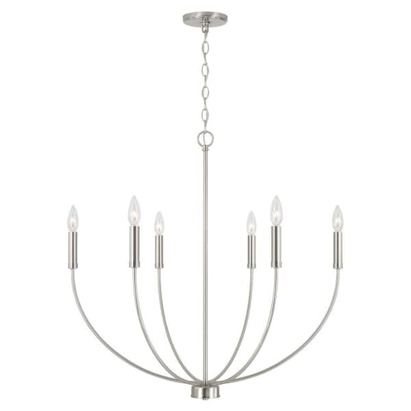 Ansley 6-Light Brushed Nickel 30.25 in. W x 29.50 in. H Chandelier