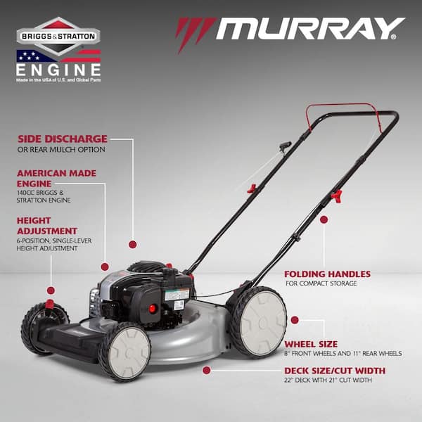 21 in. 140 cc Briggs and Stratton Walk Behind Gas Push Lawn Mower with Height Adjustment and Prime 'N Pull Start