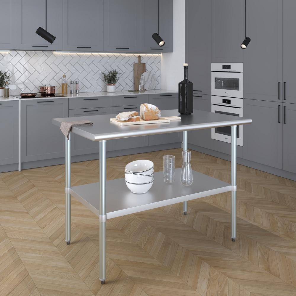 48" Stainless Steel Work Table with Galvanized Undershelf