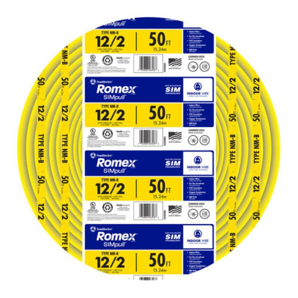 線路 約50cm Southwire 50 ft. 12/2 Solid Romex SIMpull CU NM-B W/G Wire