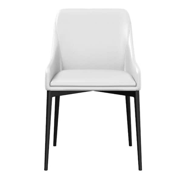 Benjara White and Black Faux Leather Sloped Arms Dining Chair (Set of 2)