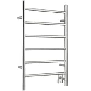 Comfort Dual 6-Bar Electric Hardwired and Plug-in Towel Warmer in Brushed Nickel