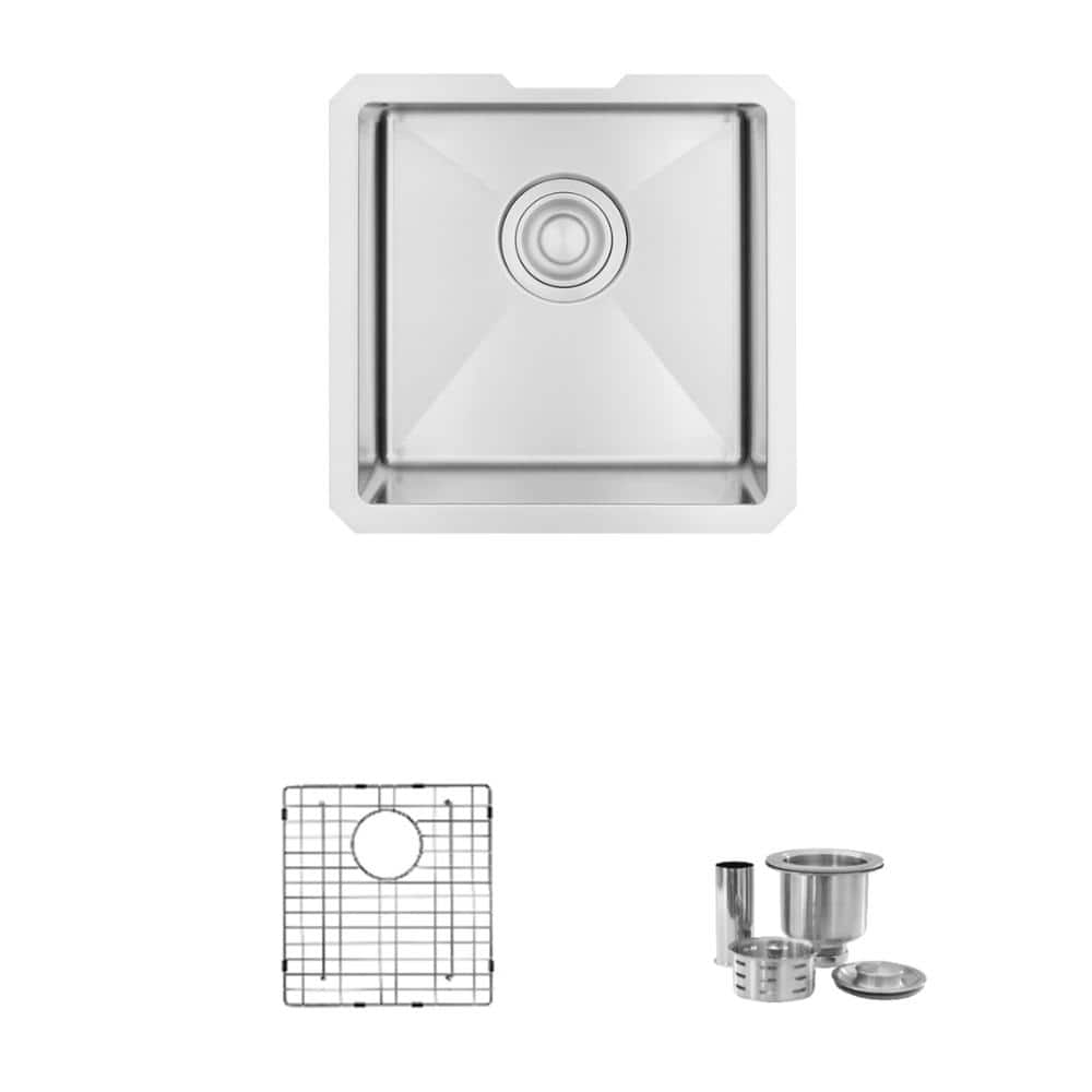 Undermount 15 in. Stainless Steel Single Bowl 18 Gauge Bar/Prep Sink with Grid and Strainer price history on PriceWatchPro