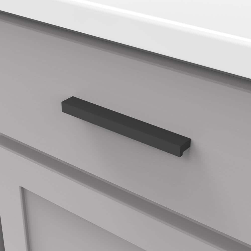 Flat Onyx Aluminum Modern Finger Cabinet Pulls, 5-3/4 Inch
