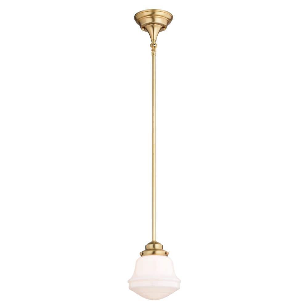 Huntley Gold Brass 1-Light Pendant Light LED Compatible Farmhouse Mini Pendant Ceiling Fixture White Schoolhouse Glass price history on PriceWatchPro