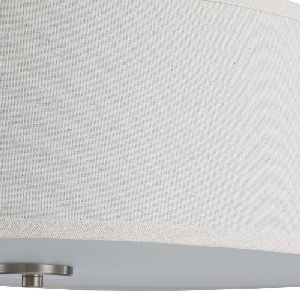 Brushed Nickel 18" Drum Semi-Flush Mount with Off-White Linen Shade