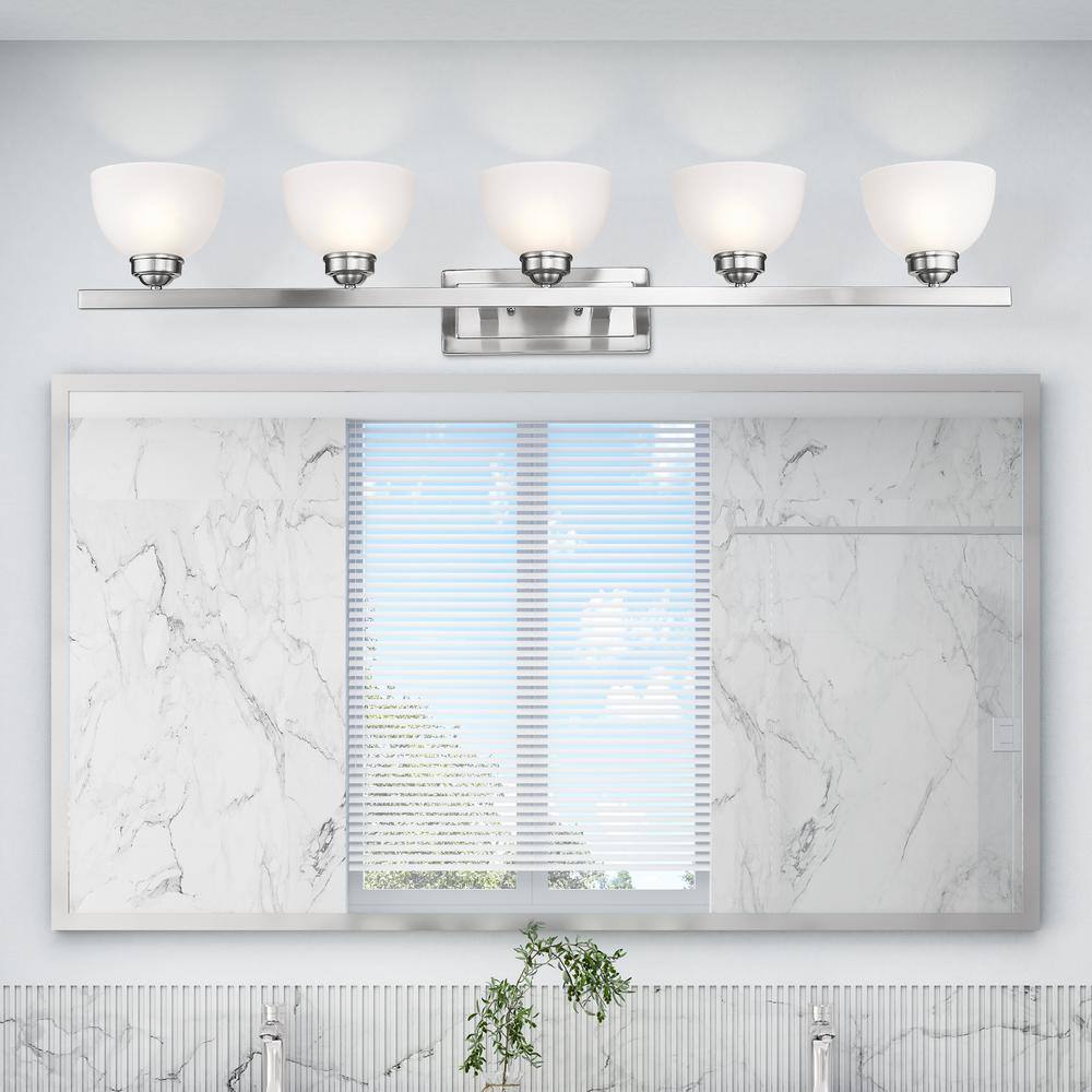 Somerset Brushed Nickel 5-Light Bath Vanity with Satin Glass