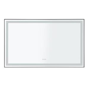 72 in. W x 48 in. H Large Rectangular Metal Framed Dimmable AntiFog Wall Mount LED Bathroom Vanity Mirror in Black