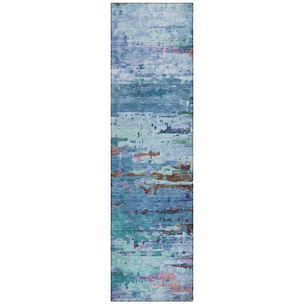 Chantille Machine Washable Indoor/Outdoor Abstract ACN2035 Blue 2 ft. 3 in. x 7 ft. 6 in. Runner Rug