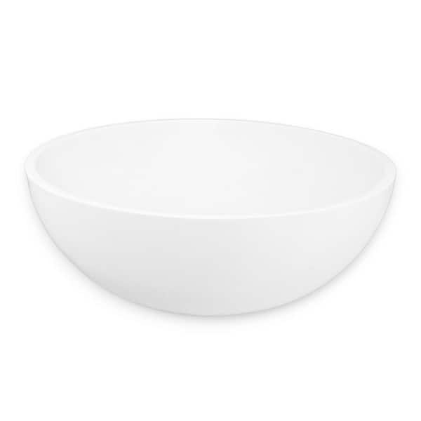 16 in.. Veyra Matte White Solid Surface Round Vessel Sink