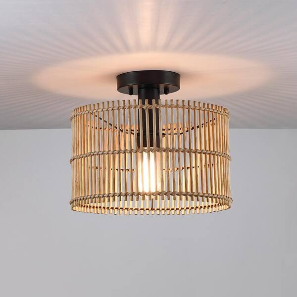 Bamboo Semi-Flush Mount Ceiling Light 
