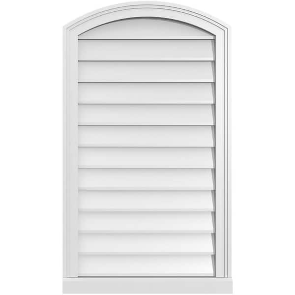 Ekena Millwork 22 in. x 38 in. Arch Top Surface Mount PVC Gable Vent: Functional with Brickmould Sill Frame