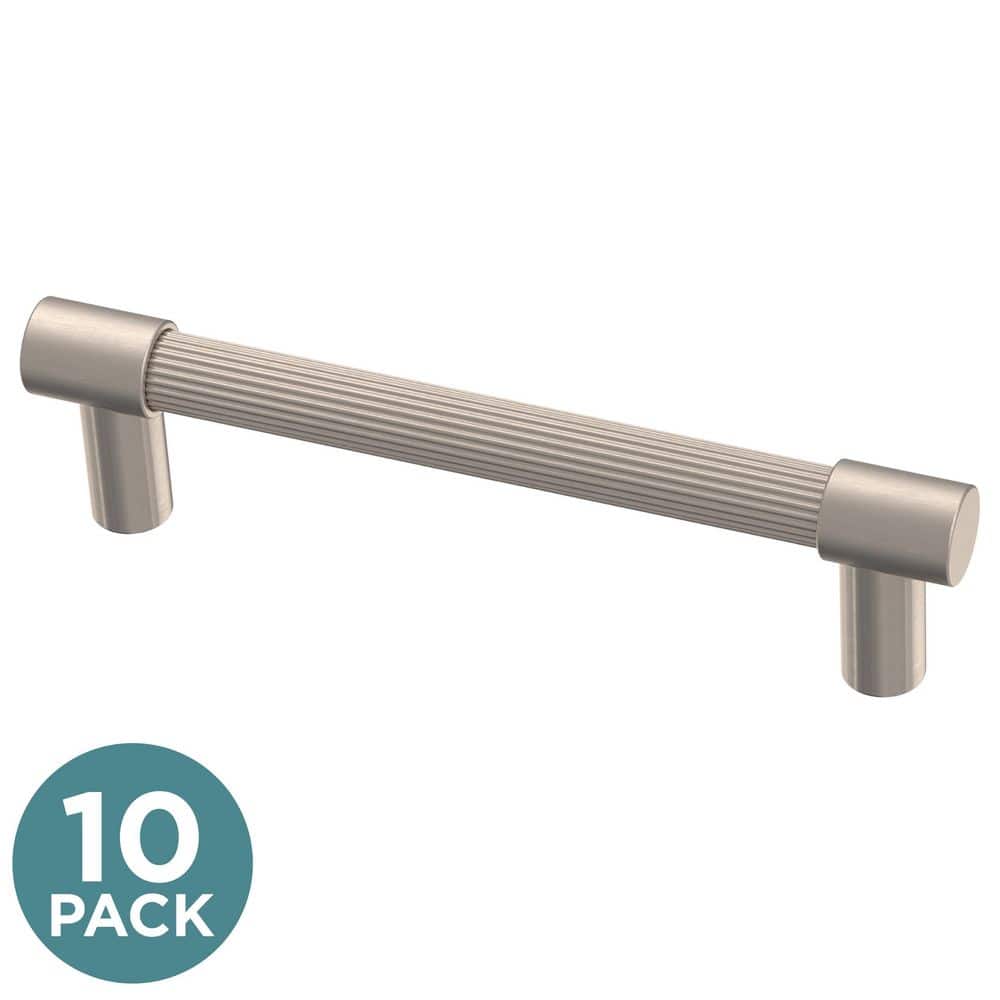 (10-Pack) Fluted 3-3/4 in. (96 mm) Modern Satin Nickel Cabinet Handle Drawer Bar Pulls price history on PriceWatchPro