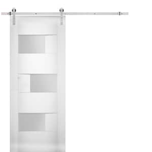 SETE 6933 18 in. x 80 in. White Finished MDF Sliding Door with Barn Hardware