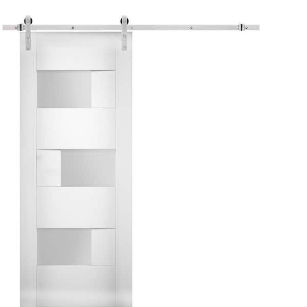 VDOMDOORS SETE 6933 18 in. x 96 in. White Finished MDF Sliding Door with Barn Hardware