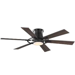 Makenna 52 in. White Color Changing Integrated Indoor LED Matte Black Smart Hubspace Ceiling Fan with Light and Remote