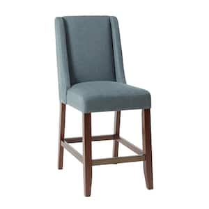 Victor 25.75 in. Blue Wood Counter Stool with Wing