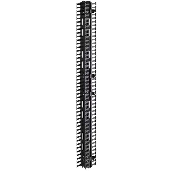 Leviton Cable Management Solutions 5 in. Channel x 80 in. Long Vertical Front Rear Cable Management with Snap-On Cover, Black