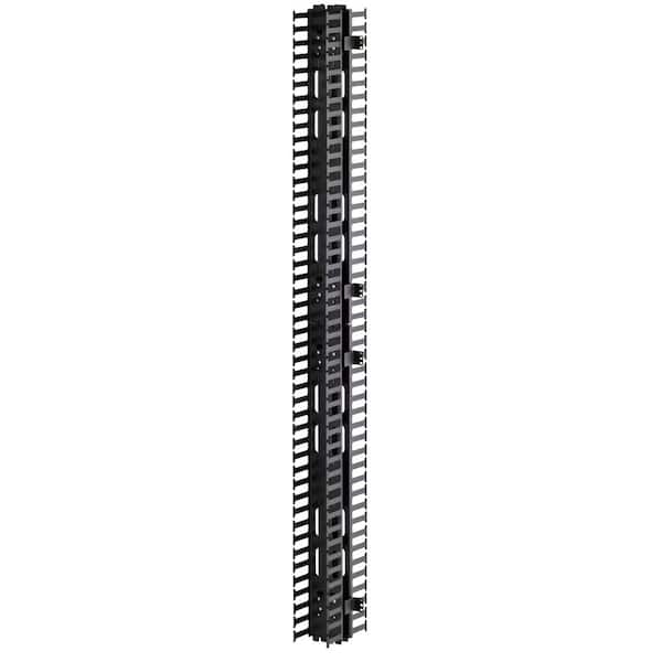 Cable Management Solutions 5 in. Channel x 80 in. Long Vertical Front Rear Cable Management with Snap-On Cover, Black