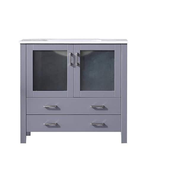 Volez 36 in W x 18 in D Dark Grey Bath Vanity and Integrated Ceramic Top
