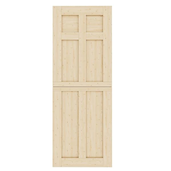 30 in. x 80 in. Solid Pine Universal 6-Panel Unfinished Pine Wood Front Door Slab-Dutch Door Design Split Single Door