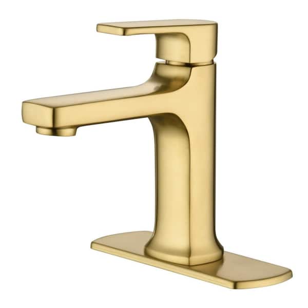 Ultra Faucets Dean Single Hole Single-Handle Lavatory Bathroom Faucet Rust Resist in Brushed Gold
