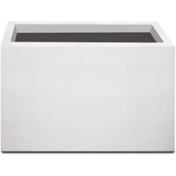 19.5"L Pure White Rectangular Concrete Planter with Drainage Plug for Garden Patio