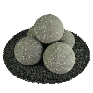 6 in. Set of 5 Ceramic Fire Balls in Charcoal Gray Speckled