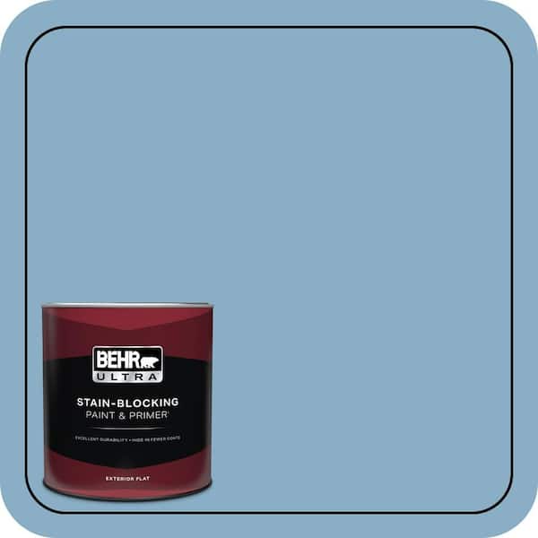 BEHR ULTRA 1 qt. #S500-4 Chilly Blue Flat Exterior Paint & Primer