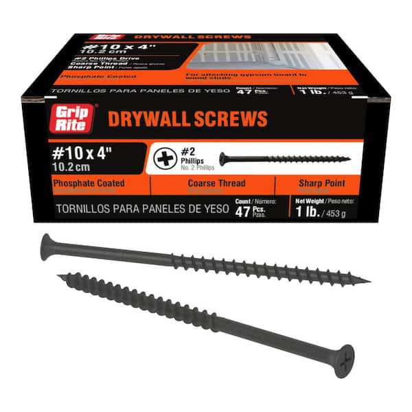 #10 x 4 in. #2 Phillips Bugle Head Coarse Thread Drywall Screws 1 lb. Box