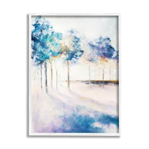 Abstract Blue Tree Shadows in Forest Landscape By Dina D'Argo Framed Print Nature Texturized Art 24 in. x 30 in.
