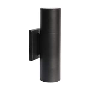Architectural Black Indoor/Outdoor Hardwired Cylinder Sconce with Integrated LED