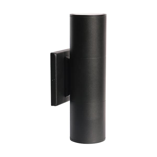 SATCO Architectural Black Indoor/Outdoor Hardwired Cylinder Sconce with Integrated LED