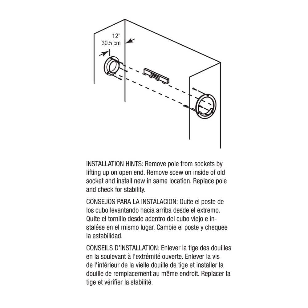 White Plastic Closet Pole Sockets for 1-3/8 Inch Rods