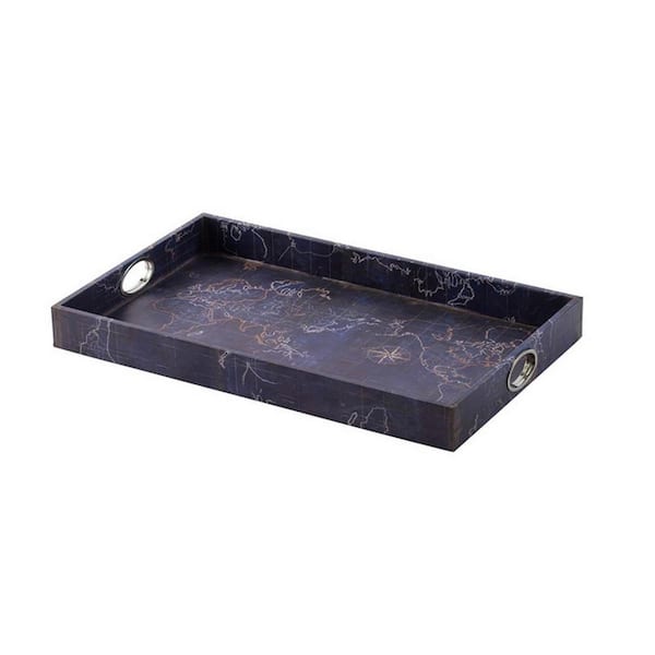 Benjara Blue Decorative Tray (Set of 2)
