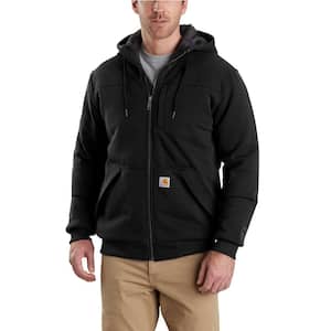 Men's Large Black Cotton/Polyester Rain Defender Rockland Quilt-Lined Full-Zip Hooded Sweatshirt