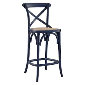 Gear 39.5 in. ELM Wood Counter Bar Stool in Midnight Blue