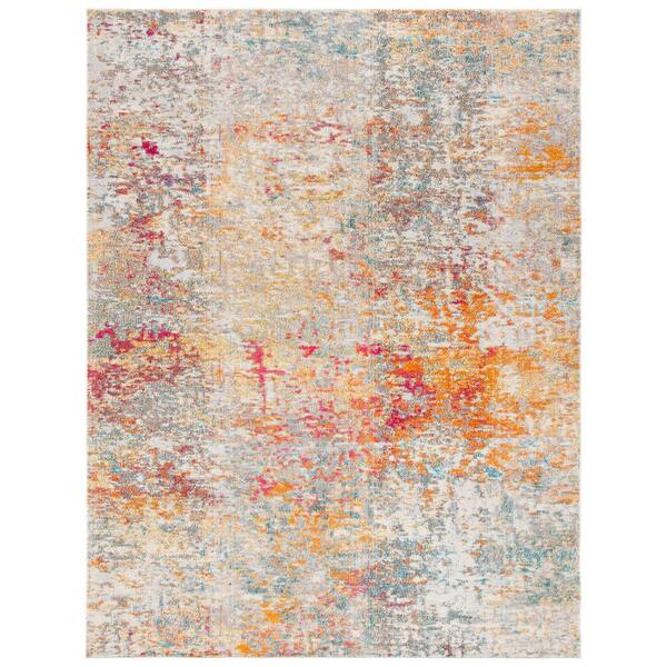 SAFAVIEH Madison Gray/Turquoise 8 ft. x 10 ft. Abstract Gradient Area Rug