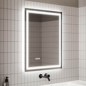 28 in. W x 36 in. H Silver Medium Rectangular Frameless LED Wall Bathroom Vanity Mirror, Dimmable, Anti-Fog