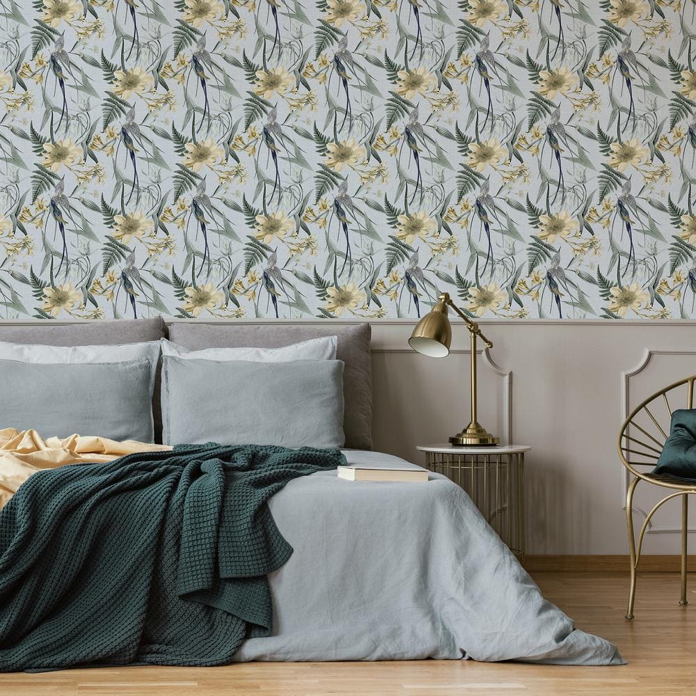 Botanic Garden Blue and Yellow Tropical Removable Wallpaper
