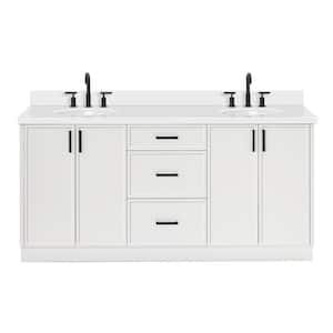 Kelly 73 in. W x 22 in. D x 36 in. H Freestanding Bath Vanity in White with Pure White Quartz Countertop Vanity Top