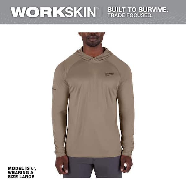 Milwaukee Men's WORKSKIN Sandstone Medium Hooded Sun Shirt M550N-M
