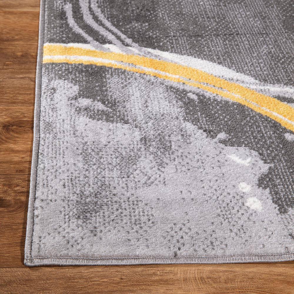 Yellow and Gray Geometric Circles 5' x 7' Synthetic Area Rug