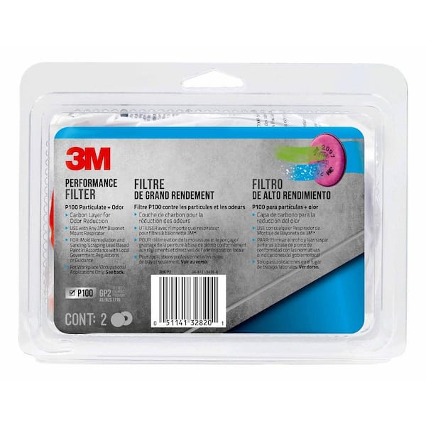 3M P100 Replacement Respirator Particulate Filter (2-Pack) (Case of 5)